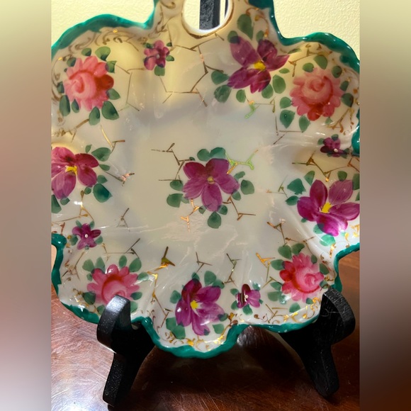 Valenine’s Day: Nippon Japanese Hand-painted Fine China dish w scalloped rim - Picture 7 of 13